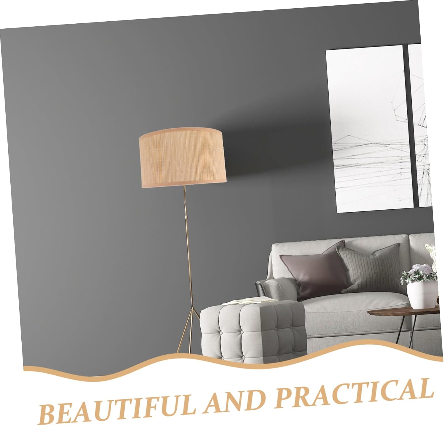 Amosfun Rustic Pendant Light Lampshade Hand-woven Ceiling Cover for Bulbs Lightweight Easy to Install Decorative Drum Shade for Home