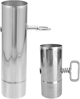 Zerodeko 2pcs Camping Stove Chimney Pipe, Pellet Stove Pipe with Damper, Stainless Steel Airflow Control for HVAC, Range Hoods, Fans, Tent Wood Burner 4.7", 8.7"