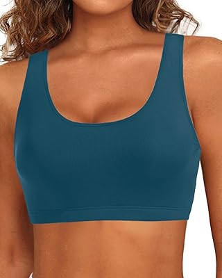 Tempt Me Women Sports Bra Bikini Top Push Up Scoop Neck Bathing Suits Top for Teen Girls