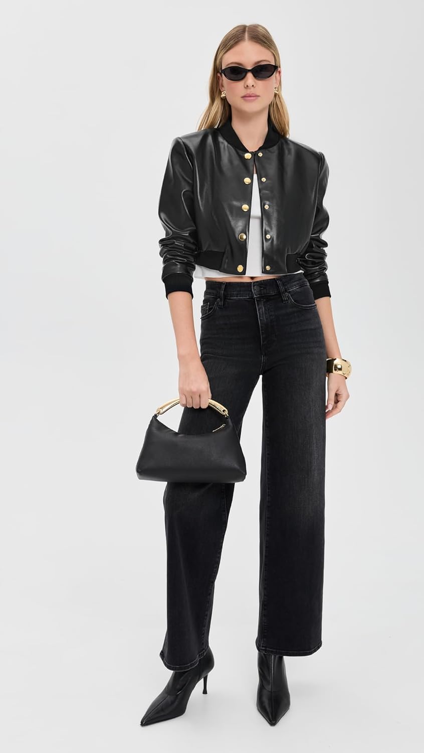 alice + olivia Women's Barton Vegan Leather Bomber - Image 5