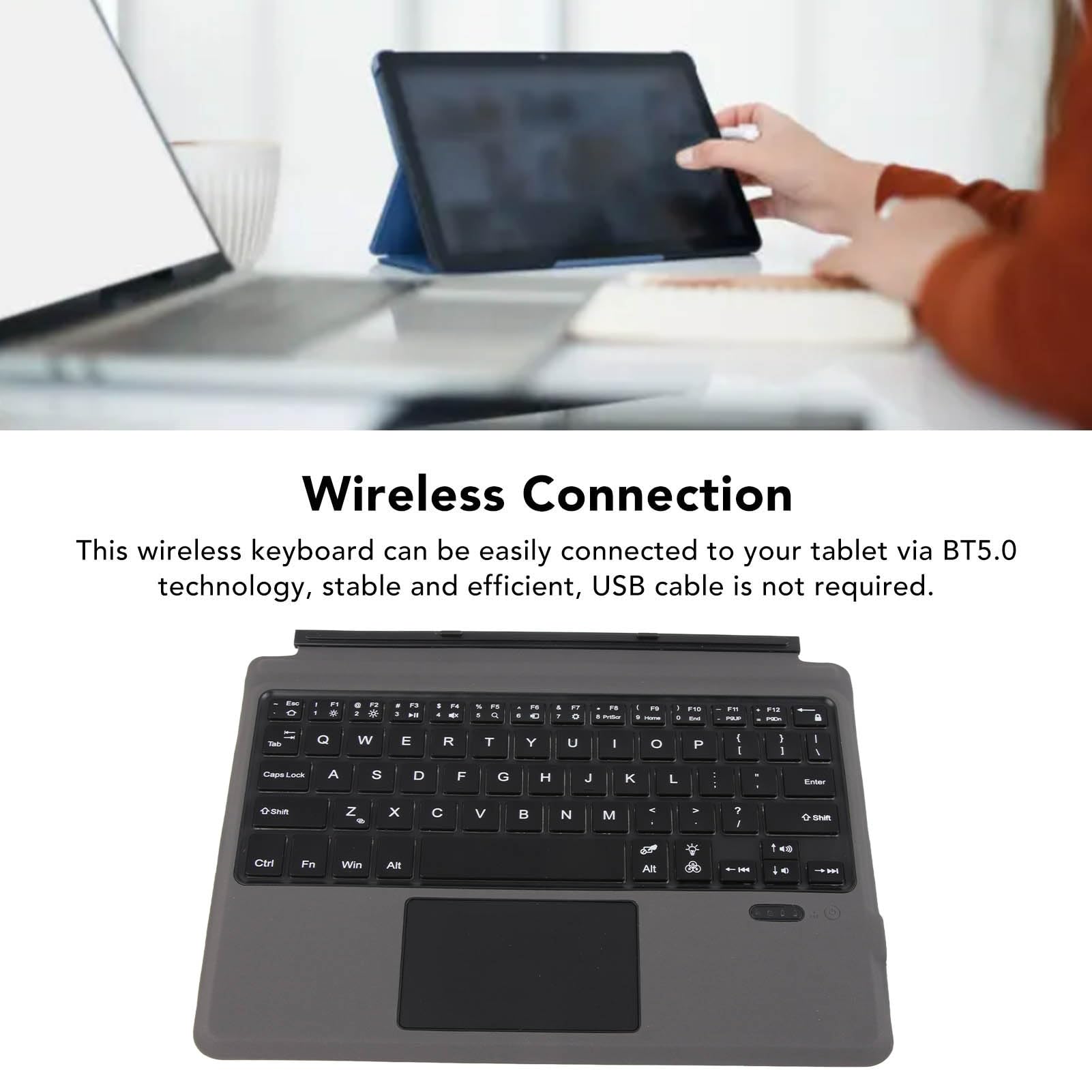 KUIDAMOS Bezprzewodowa Klawiatura Bluetooth Ultra Cienki Panel Dotykowy Skóra PU dla Tabletów Go 1 2 3, Klawiatura Tabletu o Szybkiej Reakcji dla Osób Podróżujących w Biurze (Z kolorowym