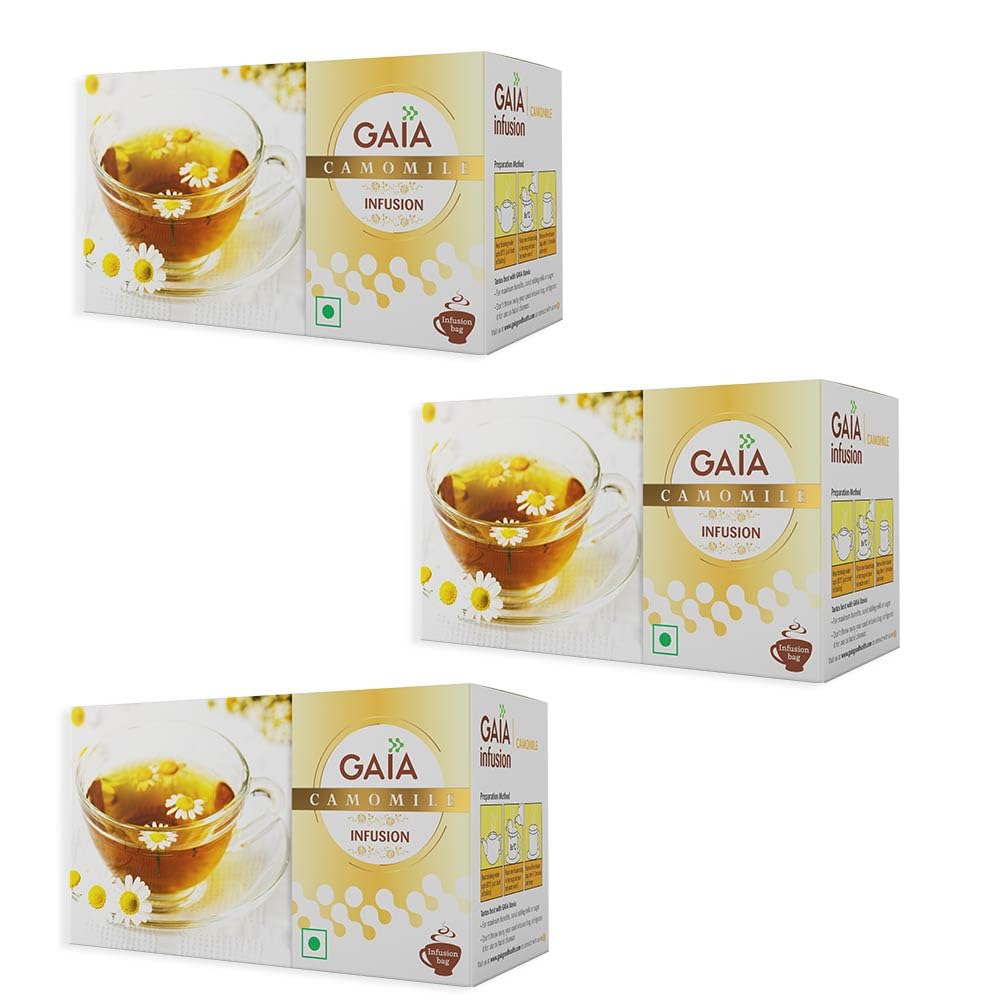 Gaia Chamomile Green Tea For Stress Relief & Good Sleep, Abundant in Antioxidant, Made with 100% Whole Leaf & Natural Chamomile Flowers, Light and Gentle Taste - (pack of 3) (B07FCH46MS) Amazon Price History, Amazon Price Tracker