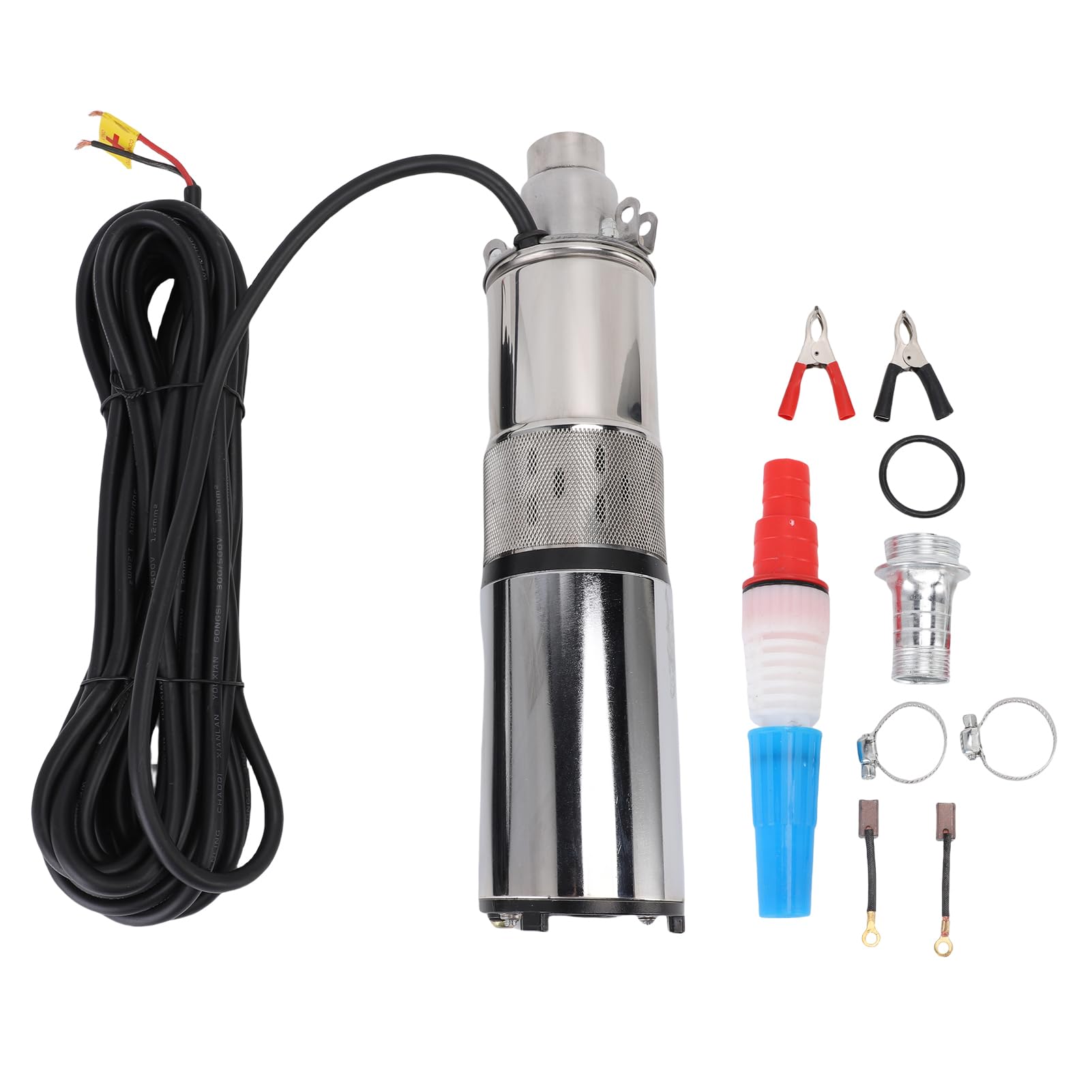 Bomba de Tornillo Sumergible para Pozo Profundo con Energía Solar de 24 V, Bomba de Riego de Acero Inoxidable de 260 W con Cabezal de 40 M, Caudal de 1,2 M³/h, Cable de 10 M para Bombeo de