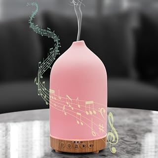 200ML White Noise Ceramic Diffuser,Sleep Sound Machine with 20 Natural Soothing Sounds, 7 Color Lights,Essential Oil Diffuser, Timer for Baby, Kids, Adults, Office, Home(Wood Grain) Upgrade
