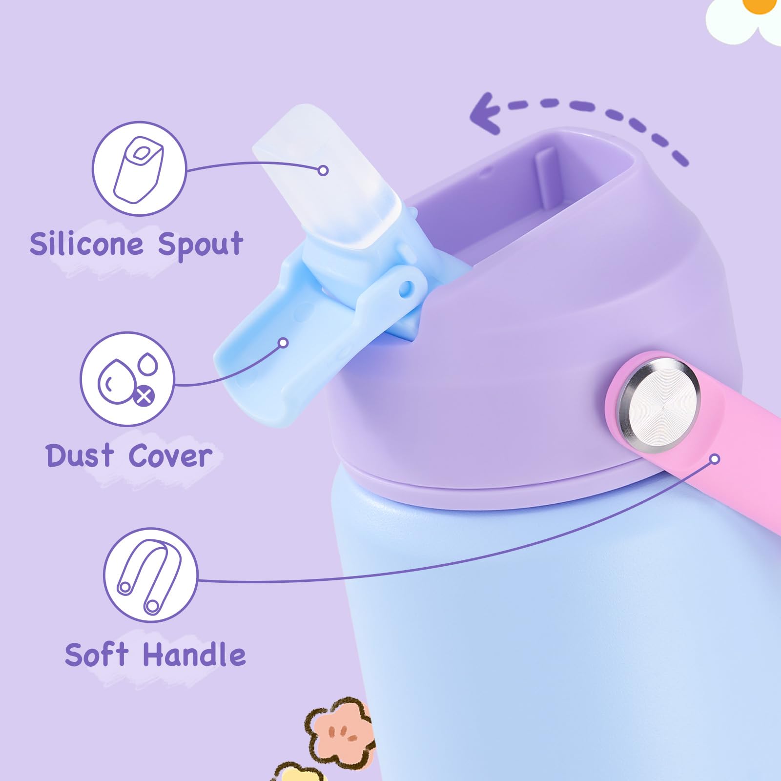 Fijinhom Kids Water Bottle, 360ml/12oz, Stainless Steel Insulated Water Bottle with Straw, Vacuum Leakproof - Image 4