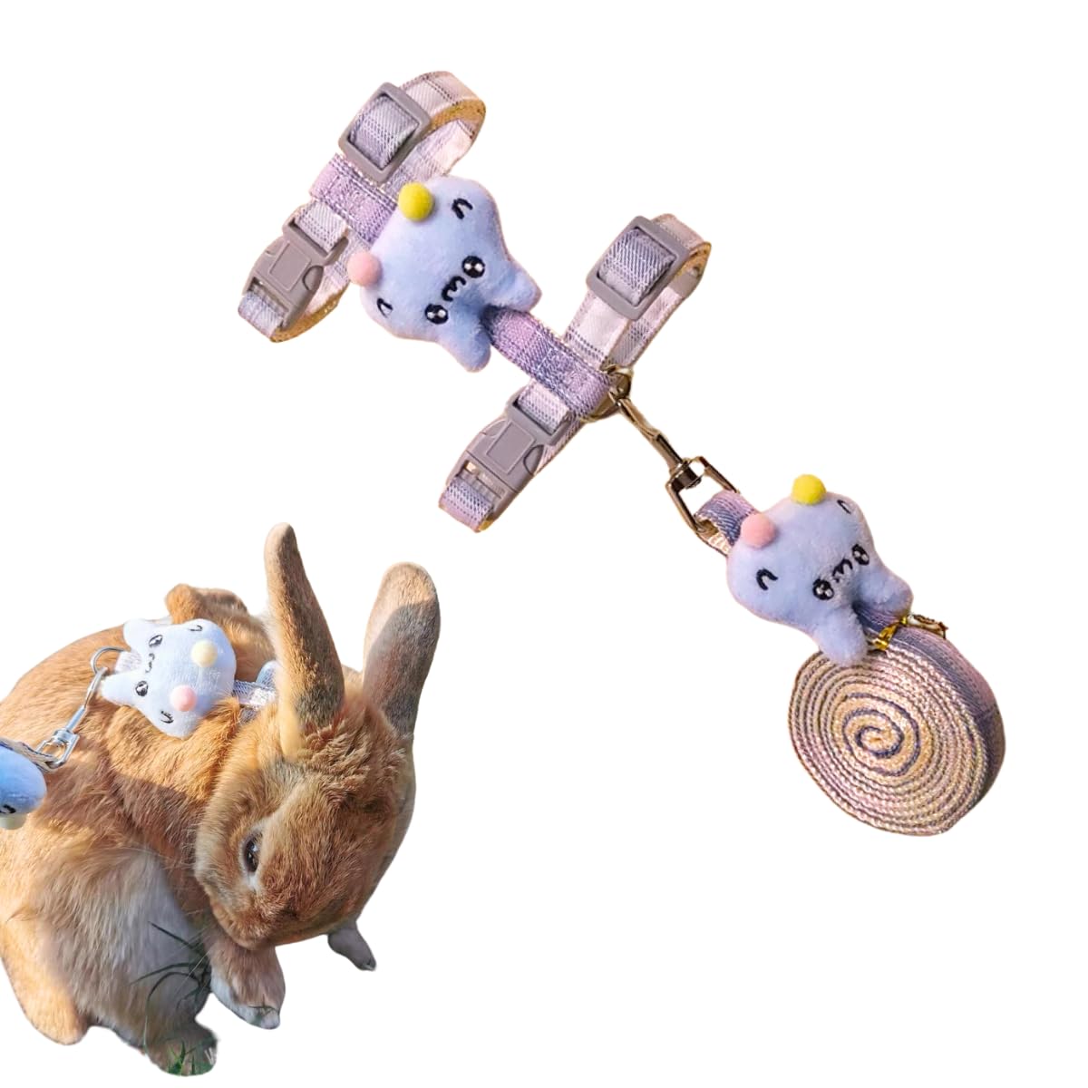 Copfeu Rabbit Harness & Leash Set, Bunny Escape Proof - Adjustable Harness for Small Animals Kitten Puppy, Cute Lightweight Soft Pet Safe Harness for