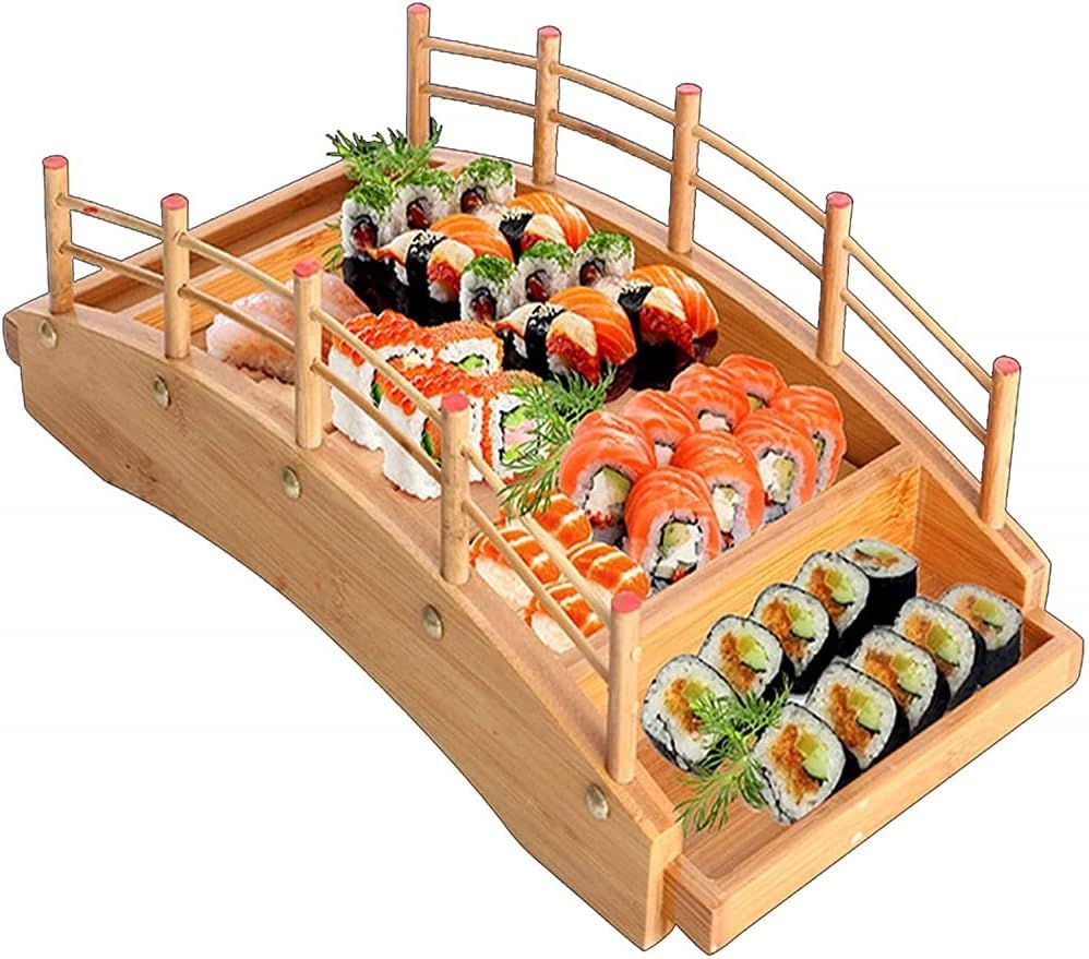 Assiette à sushis – Plateau en bois avec design démontable pour un nettoyage et un rangement faciles