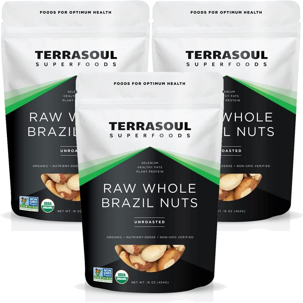 Terrasoul SuperfoodsOrganic Brazil Nuts 3lb Bundle (3-1lb Resealable Packages)