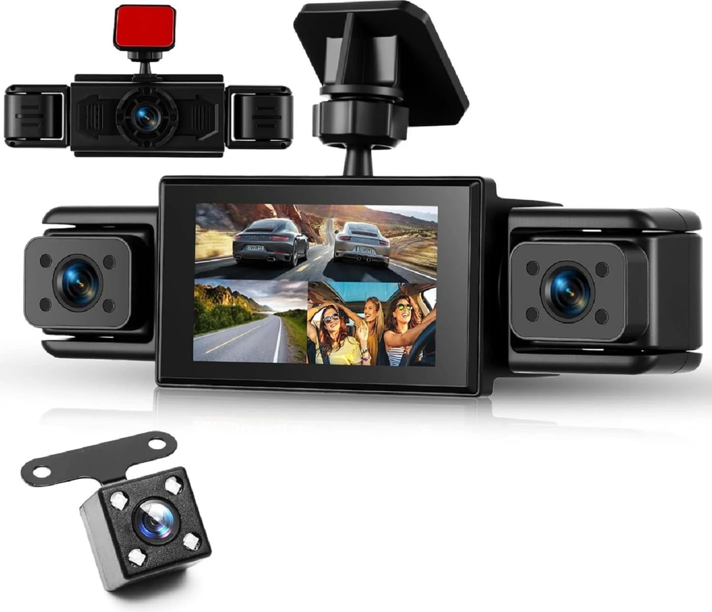 4 Channel Dashboard Camera for Car, Front Rear Left Right Full HD Recording, WDR Night Vision, G-Sensor, Loop Recording, Wide Angle Car DVR Recorder.-image-3