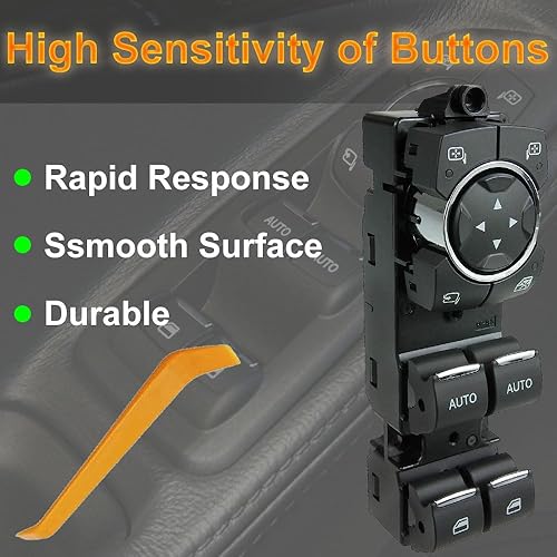 Miniatura 5 de Interruptor de ventana de control de potencia delantero izquierdo compatible con Ford Explorer 2011 2012 2013 2014 2015 Reemplazo OE BB5Z-14529-AA