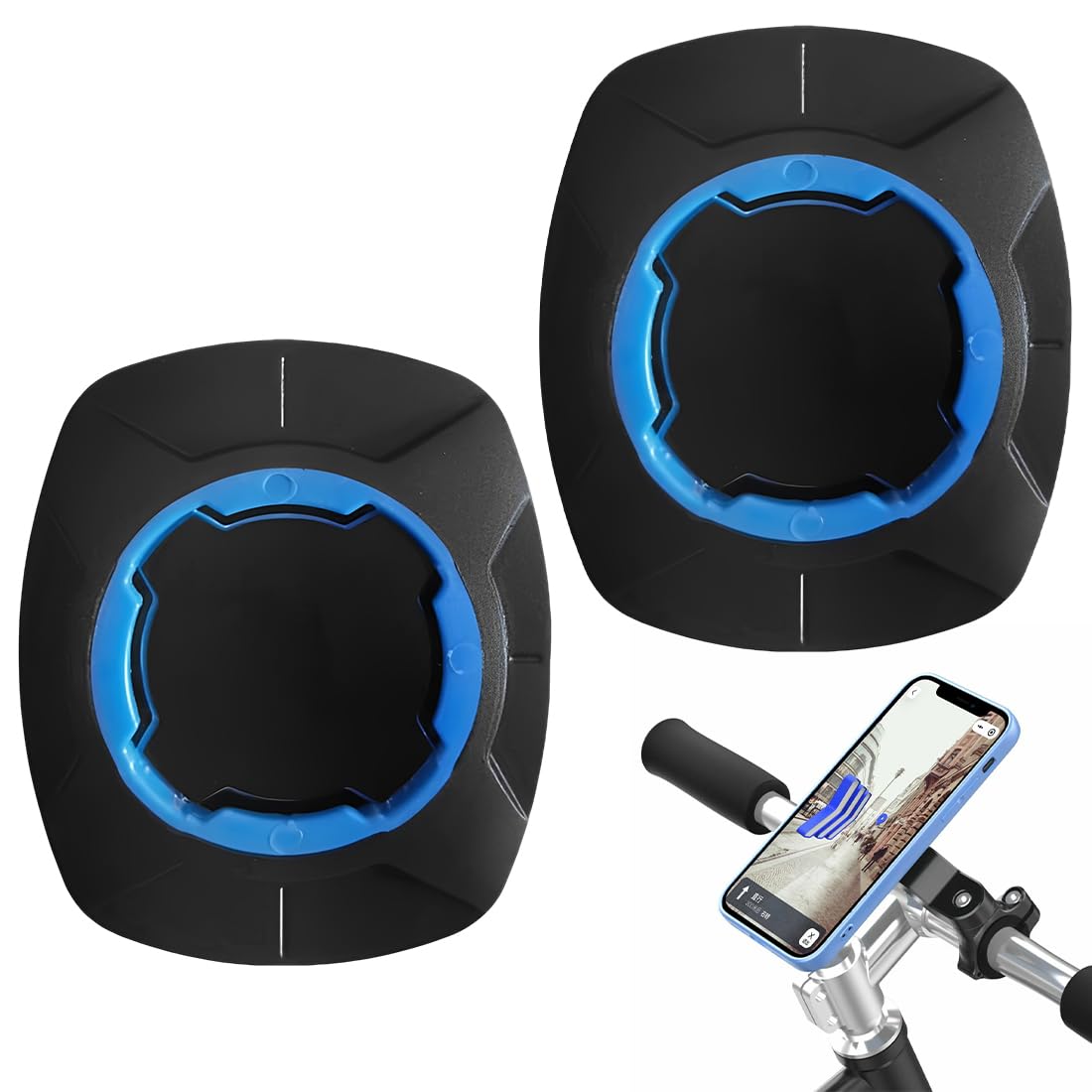 2pcs Adaptador Universal Compatible con Soporte de Montaje Rápido para Smartphone quadlock moto Bicicleta Coche y Accesorios Construcción Resistente y Segura (Azul)