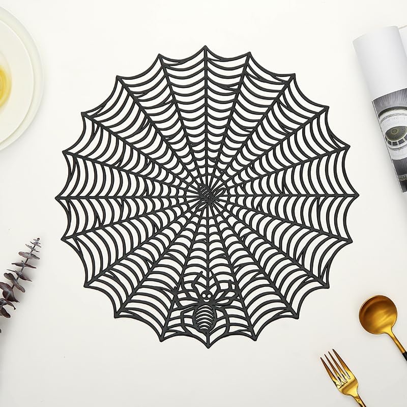 Halloween pókháló mintás tányéralátét részletes nézet