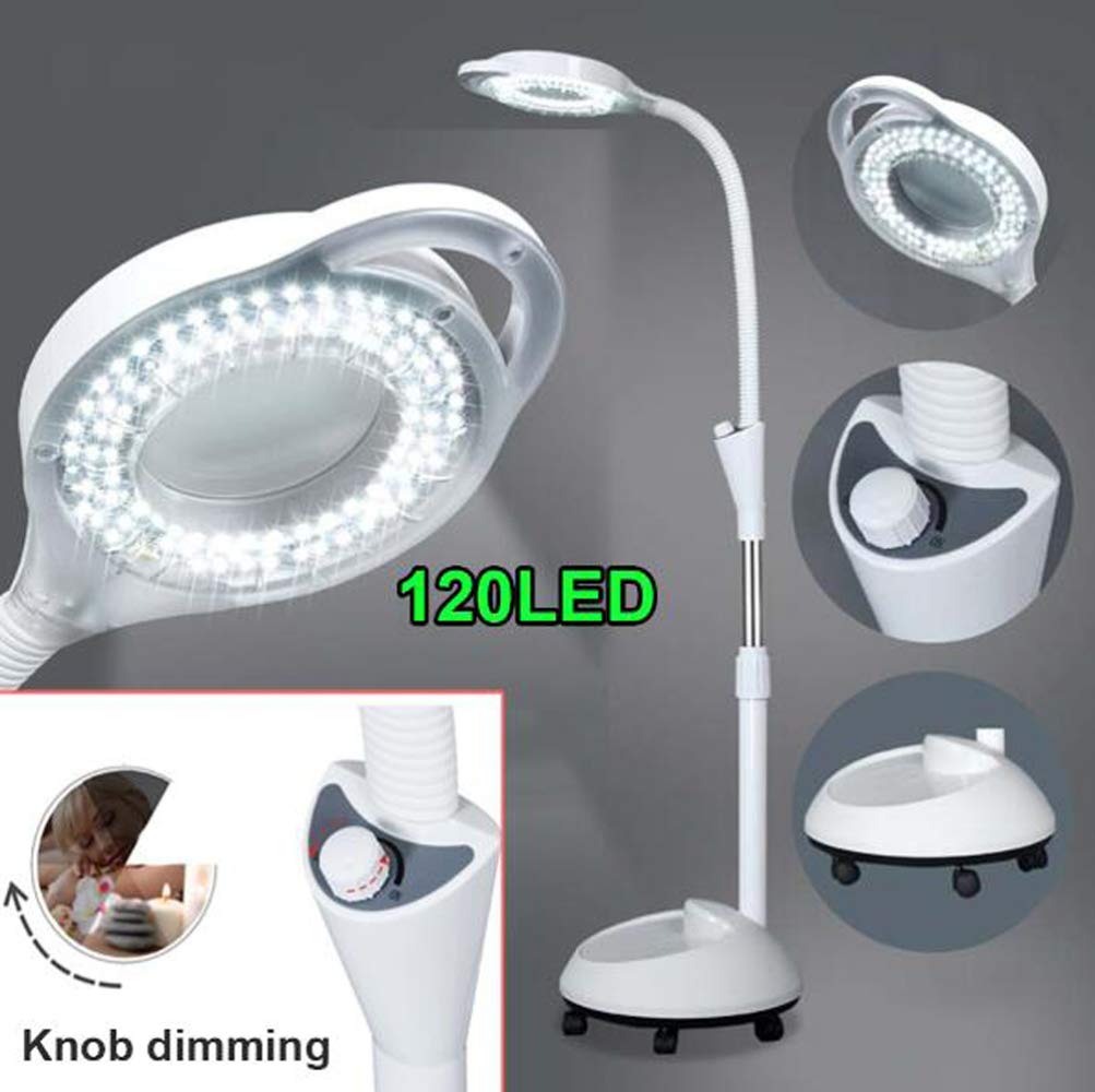 Lente d'ingrandimento pieghevole 8X, lampada da terra GoFloor regolabile in altezza, lampada con lente d'ingrandimento con base rotante per leggere la cura della pelle Saloni di bellezza Man