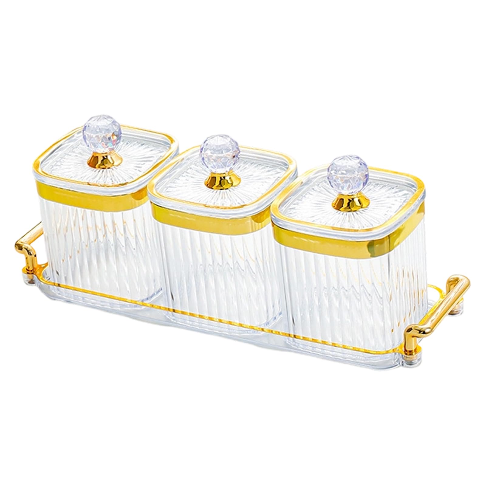 Msioytog Triple Compartment Clear Food Storage Bin for Kitchen Candy and Dry Goods Square Treat Planner