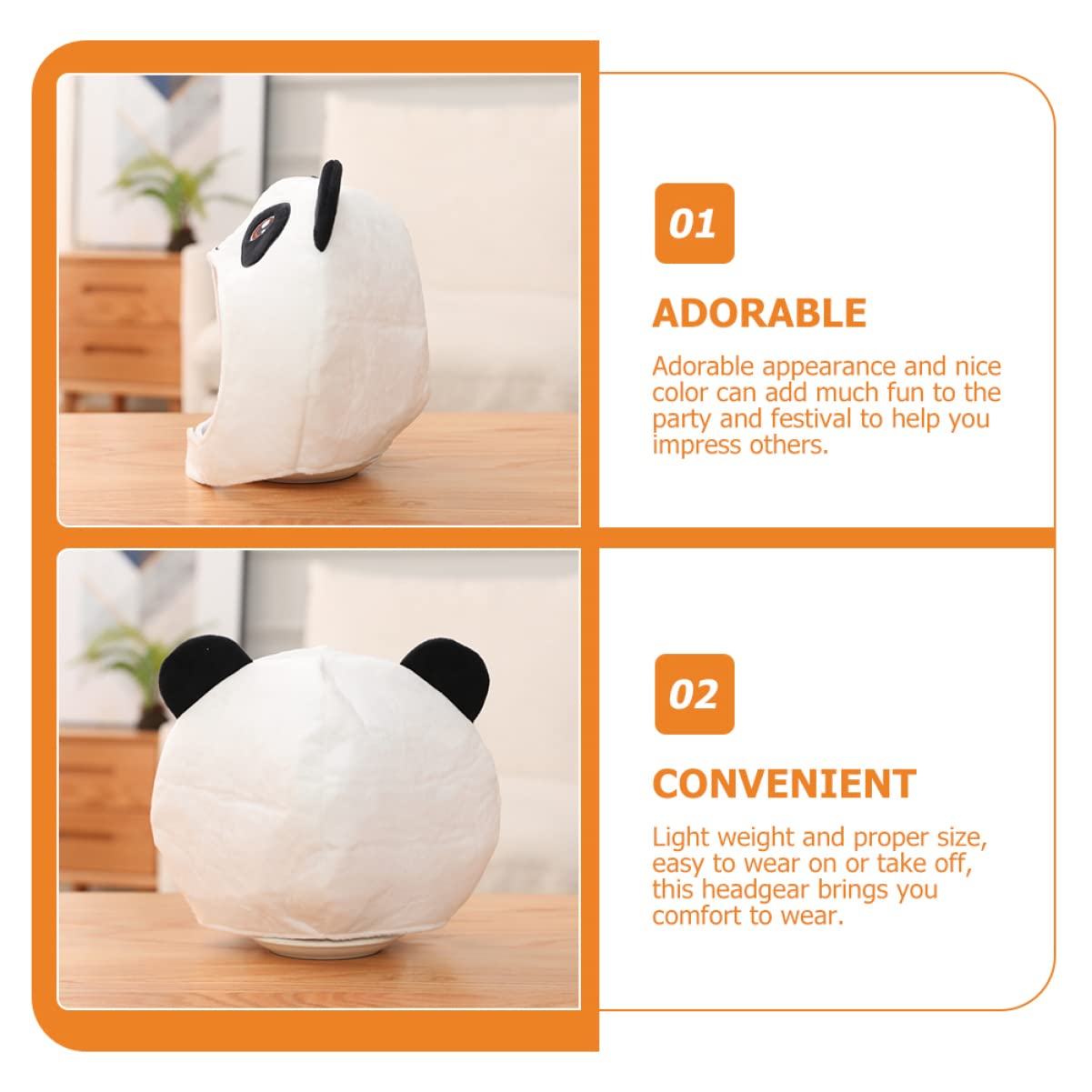 Alasum 2piezas Diadema De Peluche Diseño De Panda y Cosplay Accesorio Para Celebraciones y Fotografía Cabeza Ligera y