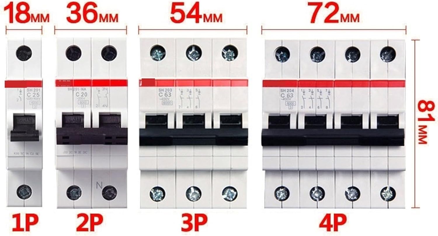 1pcs Miniature Circuit Breaker SH201 1P Type C 1A 2A 3A 4A 6A 10A 16A 20A 25A 32A 40A 50A 63A(25A)