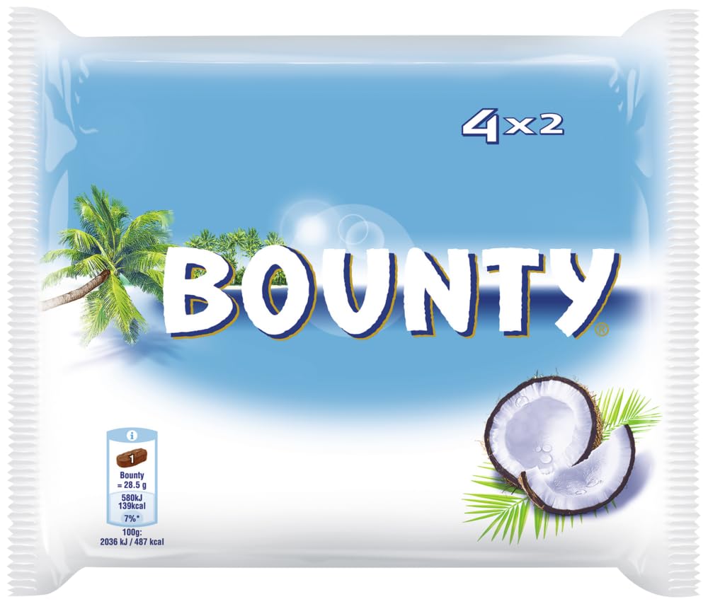 Bounty Chocolate Bars, Coconut & Milk Chocolate Bulk Box, 48 x 57g, Ideal for Gift, Snacks or Hamper