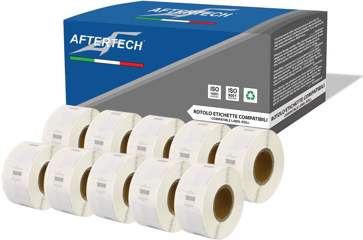 Aftertech 10 X 99015 54 X 70mm Compatible Label Rolls (320 Labels/Roll = 3200 Total) For Dymo LabelWriter Seiko SLP Printer Labels S0722440 10 X 99015 - View #2