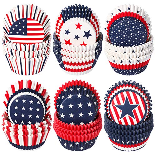 Patelai 600 count Patriotic Cupcake Liners 4th of July American Flag Red White and Blue Mini Cupcake Liners Independence Day Muffin Cups Wrappers Paper Memorial Day Decoration