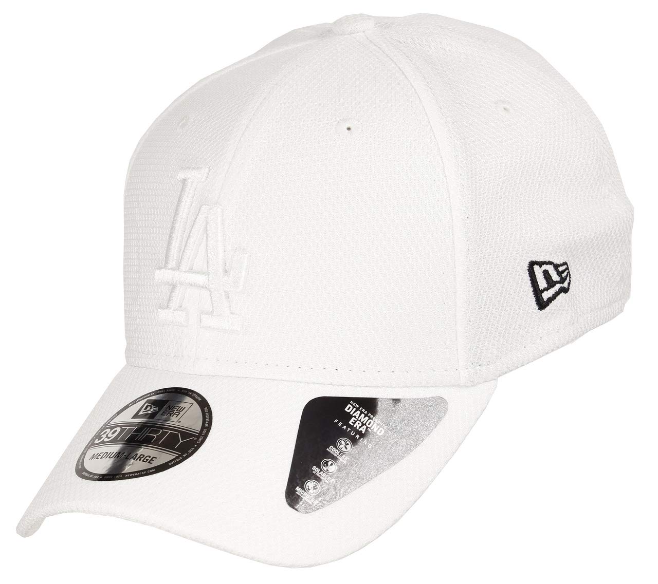 New Era Los Angeles Dodgers 39thirty Stretch Cap Diamond Era Tonal White - M - L — image 1