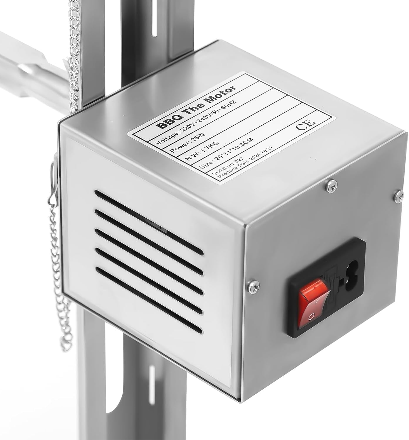 Elektryczny rożen ogrodowy o pojemności 40 kg, silnik 20 W, 5-stopniowa regulacja wysokości, rożen ze stali nierdzewnej do biwakowania i grillowania