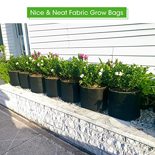 Amigro 5-Pack 7 Gallons Plant Grow Bags, Non-Woven Aeration Fabric Flower Container Pots With Handles, Smart Garden Planter, Reinforced Weight Capacity & Extremely Durable, Black #TOP1