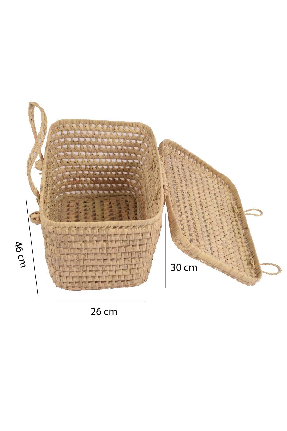 JARDIN202 - Cesta de Mimbre Picnic Multiusos – Cesta de Transporte de Mimbre Trenzado | 46 x 30 x 26 cm -