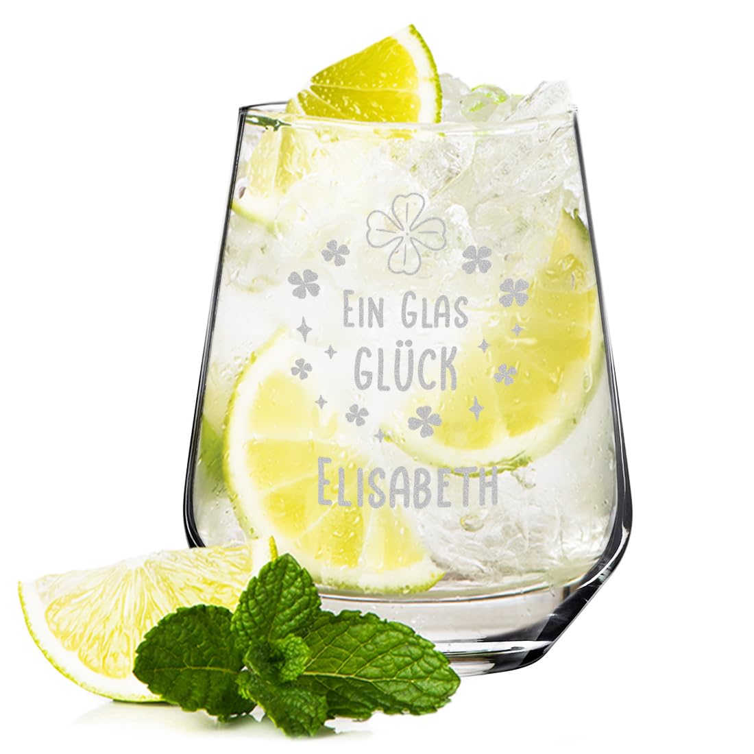 polar-effekt Wasser Gläser-Set 6 Stück 425 ml mit Gravur - Glücksbringer Trinkglas - personalisierte Saftgläser - Geschenke für Frauen - BPA-freies Glas
