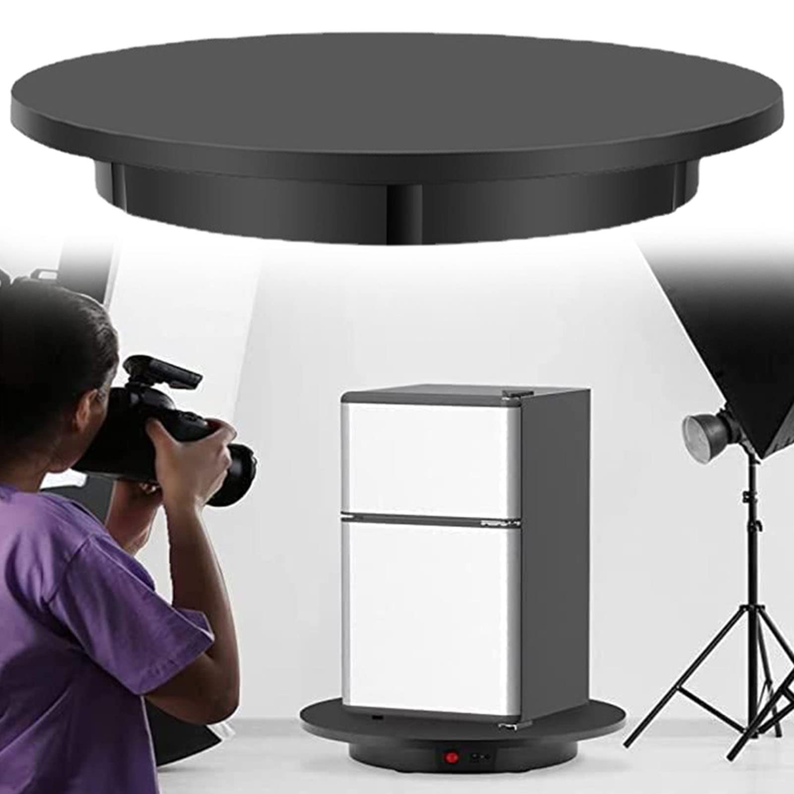 Soporte de exhibición Giratorio de 42 cm, Plato Giratorio eléctrico con Control Remoto, Plato Giratorio para fotografía, Carga de 100 kg, Plato Giratorio motorizado, Plato Giratorio para fotografía g