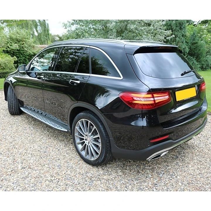 Marchepieds latéraux en plastique ABS + aluminium avec finition aluminium brossé - Noir de Modifycar pour Mercedes GLC SUV + Coupé (X253/C253) - 2015-2022