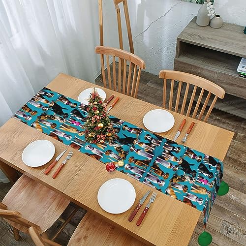 Chemin de table cuisine Noël rustique et décoration de table beagle