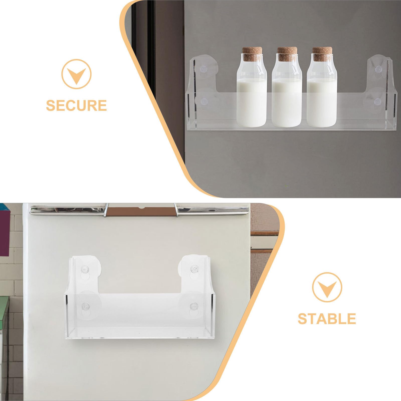 Garneck 2 Piezas Estante de Almacenamiento de Succión Soporte para Latas de Refresco para Refrigerador Acrílico Transparente 8,7x14,4 Pulgadas sin Taladro, para Latas y Tarros, Cocina