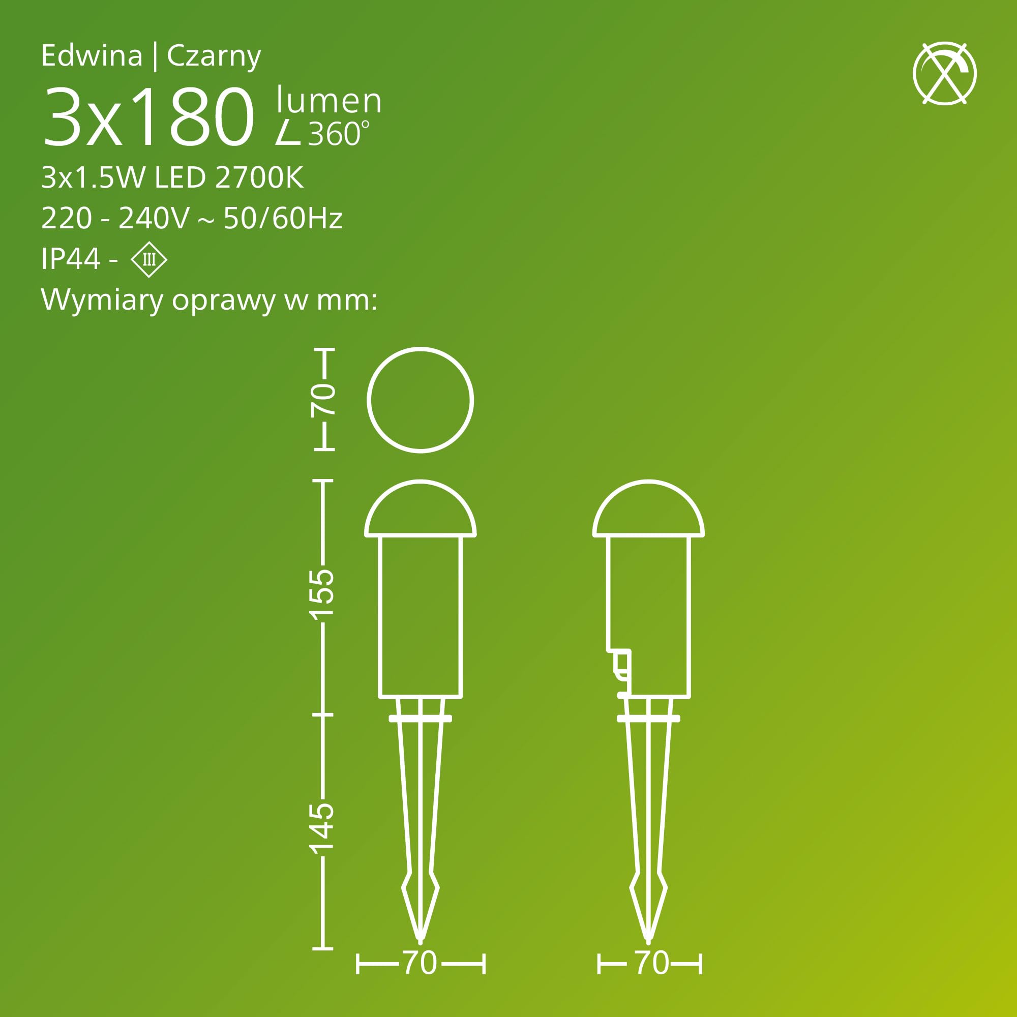 Philips Edwina Zewnętrzna Lampa na Postumencie 24 V GardenLink Niskonapięciowa, 2700 K, 180 lm, Czarna, Zestaw Startowy, 3 Sztuki, Wtyczka EU