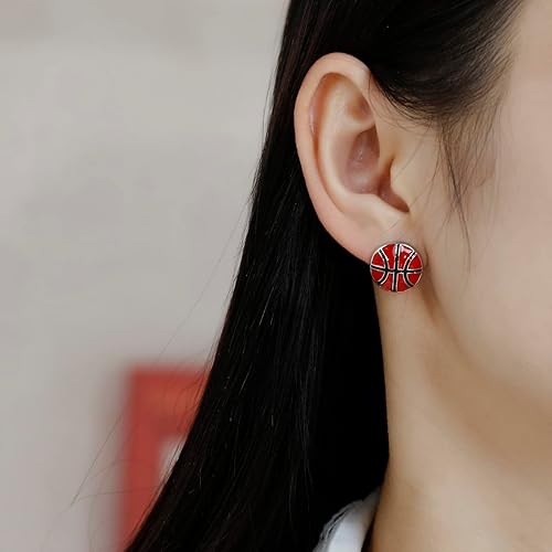 Miniatura 3 de RUOFFETA Aretes colgantes de pelota deportiva, aretes de fútbol, aretes de baloncesto, aretes de voleibol de béisbol, para mujer, regalo para