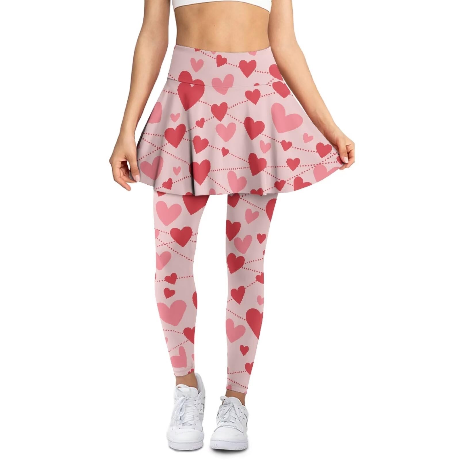Biyejit Faldas con pantalones de yoga para mujer, falda de tenis de cintura alta con leggings, falda elástica 2 en 1, falda de tenis de golf, tallas XS a 3XL