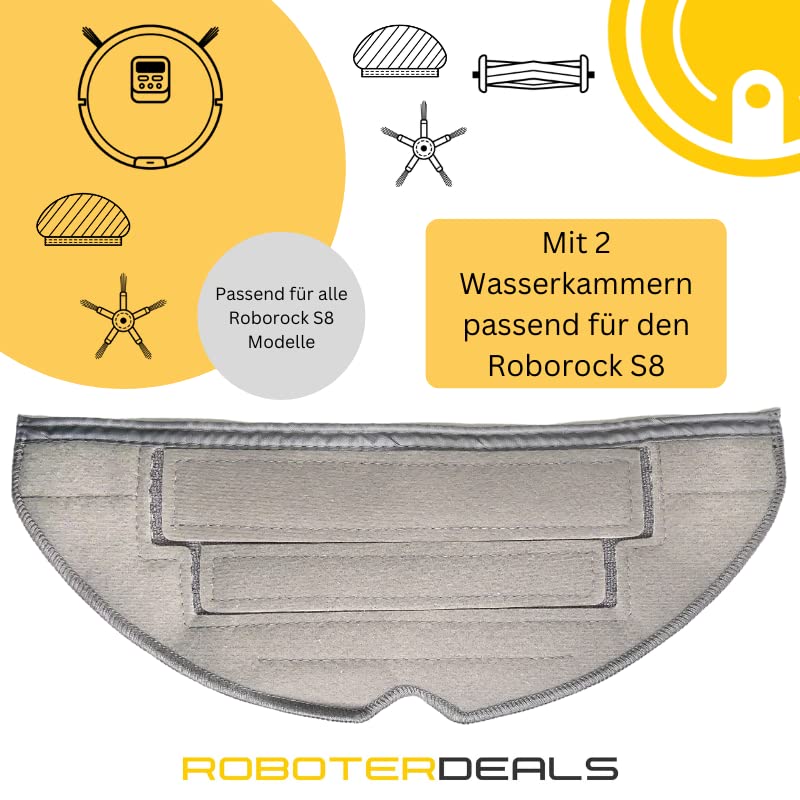 Roboter Deals Accessoireset, vervangende onderdelenset voor Roborock S8 MaxV Ultra (2 x zijborstel, 2 x hoofdborstel, 2 x filter, 2 x pad, 2 x zijpads