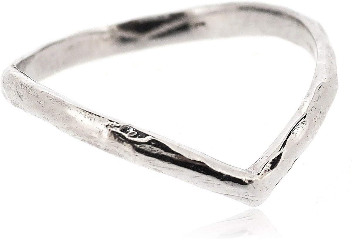SOVATS 925 Sterling Silver Thumb Ring for Women, Textured Chevron V Band Ring, Stackable Minimalist Jewelry