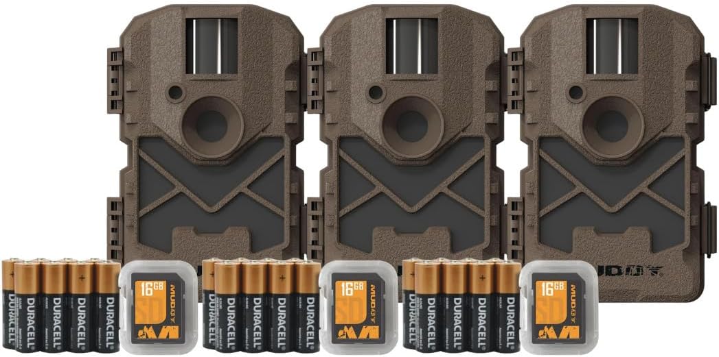 MUDDY Pro Cam 20 720p Trail Camera 3-Pack Bundle with SD Card and Batteries