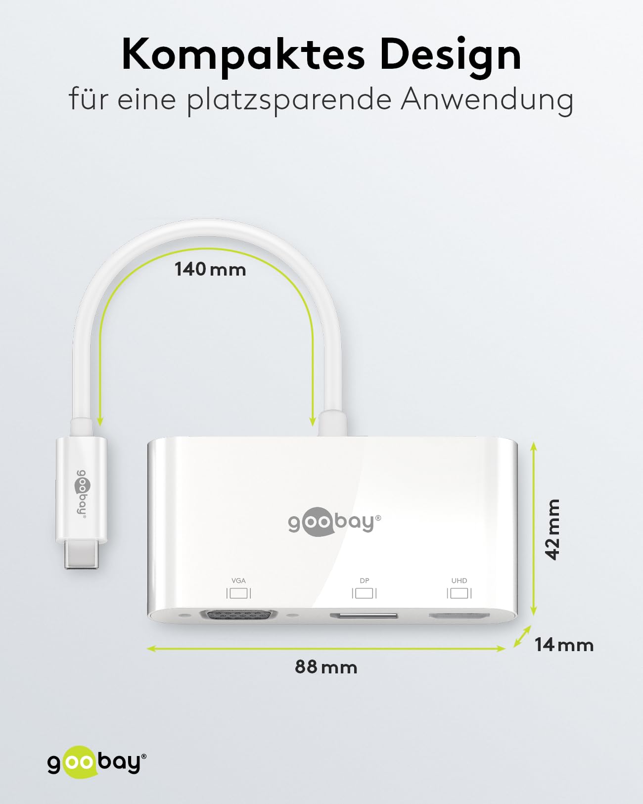 goobay Adaptateur multiport USB-C vers VGA + DP + HDMI - Résolutions jusqu'à Max. 4K x 2K @ 60Hz - Reflète jusqu'à 4 écrans simultanément 52412