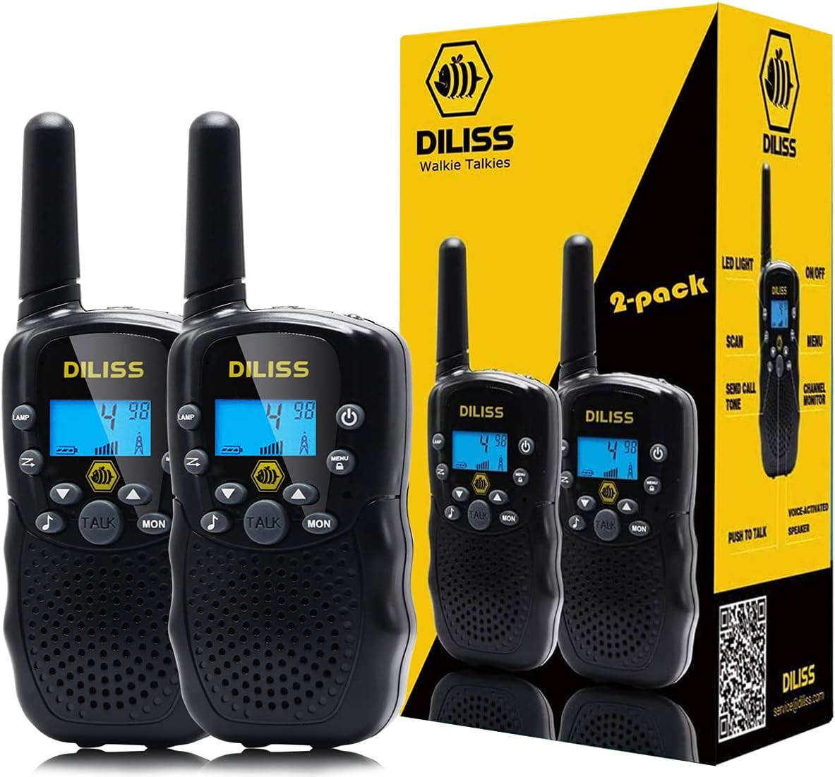 Walkie Talkies for Kids, Birthday Gift Kids Toys for 3 4 5 6 7 8 9-12 Year Old Boys Girls Toddlers, Toys for Indoor Outdoor Games, 4 Mile Handheld Mini Kids Walkie Talkies for Kids (Black)
