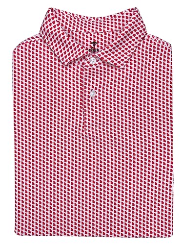 State Print Golf Shirt for Men – Men’s University Polo Moisture Wicking Dry Fit Performance Short Sleeve Regular Fit (US, Alpha, X-Large, Regular, Regular, Red & White, Georgia)