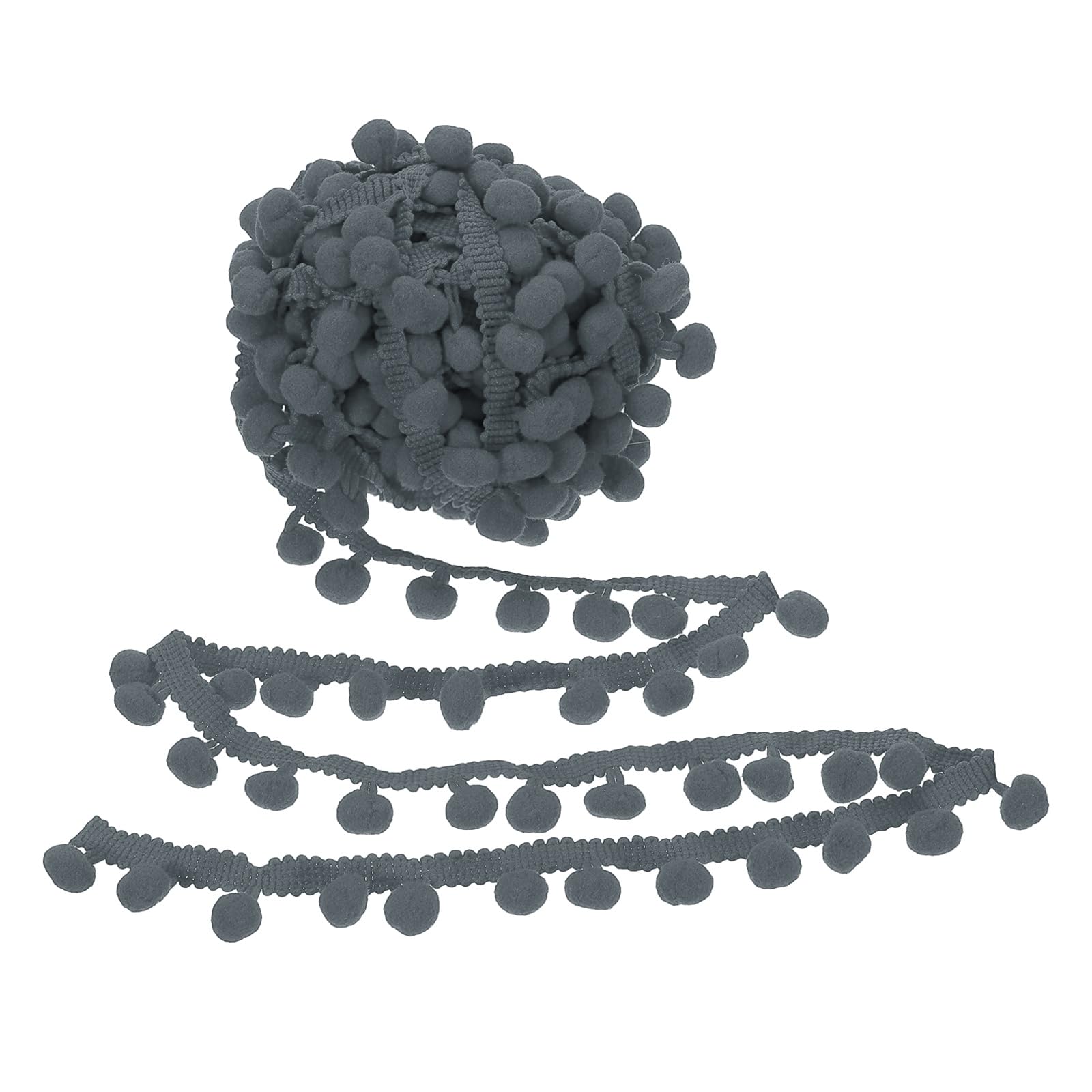 PATIKIL 10 Yard x 1 Inch Pom Pom Ball Fringe Trim, 1 Roll Embroidered Pompoms Trim Ribbon Mini Ball Tassel Lace Accessory for Sewing DIY Crafts Home Curtain Decoration, Gray