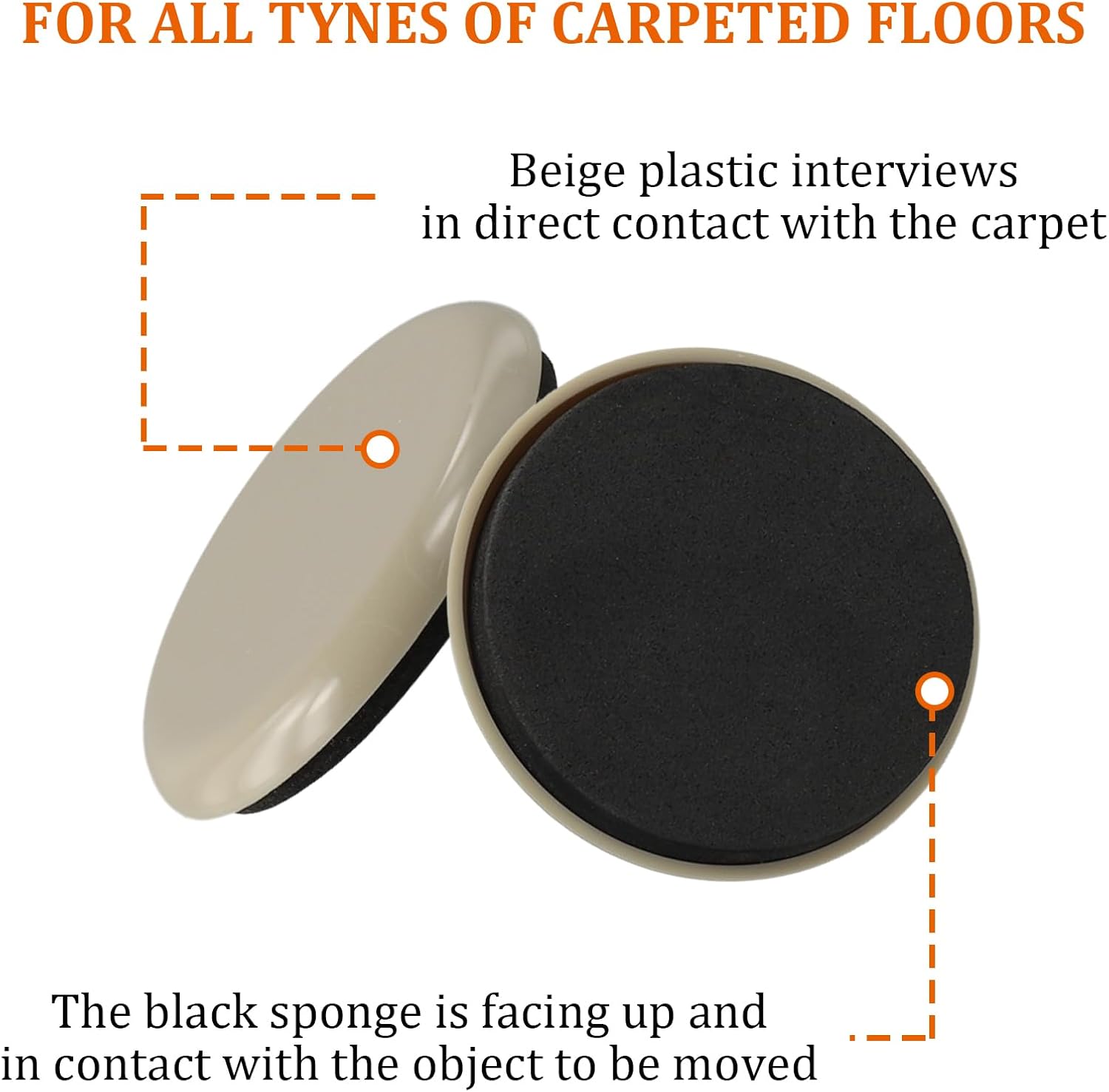 12 Pcs Furniture Sliders, 2.5" Furniture Slider for Carpet Hardwood Floors, Reusable Moving Pads Protectors