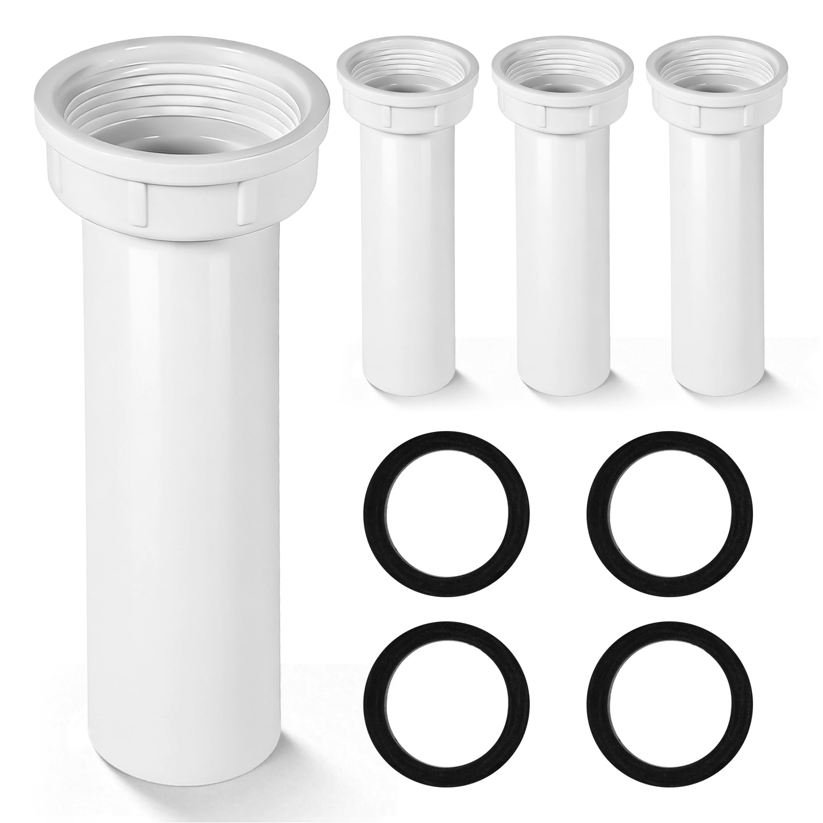 Set di 4 filtri per lavello PP15-6W, cordiera 3,8 cm di diametro x 15,2 cm di lunghezza, prolunga filettata in PVC per tubo di scarico del lavello della cucina, ricambio per Plumb Pak, design