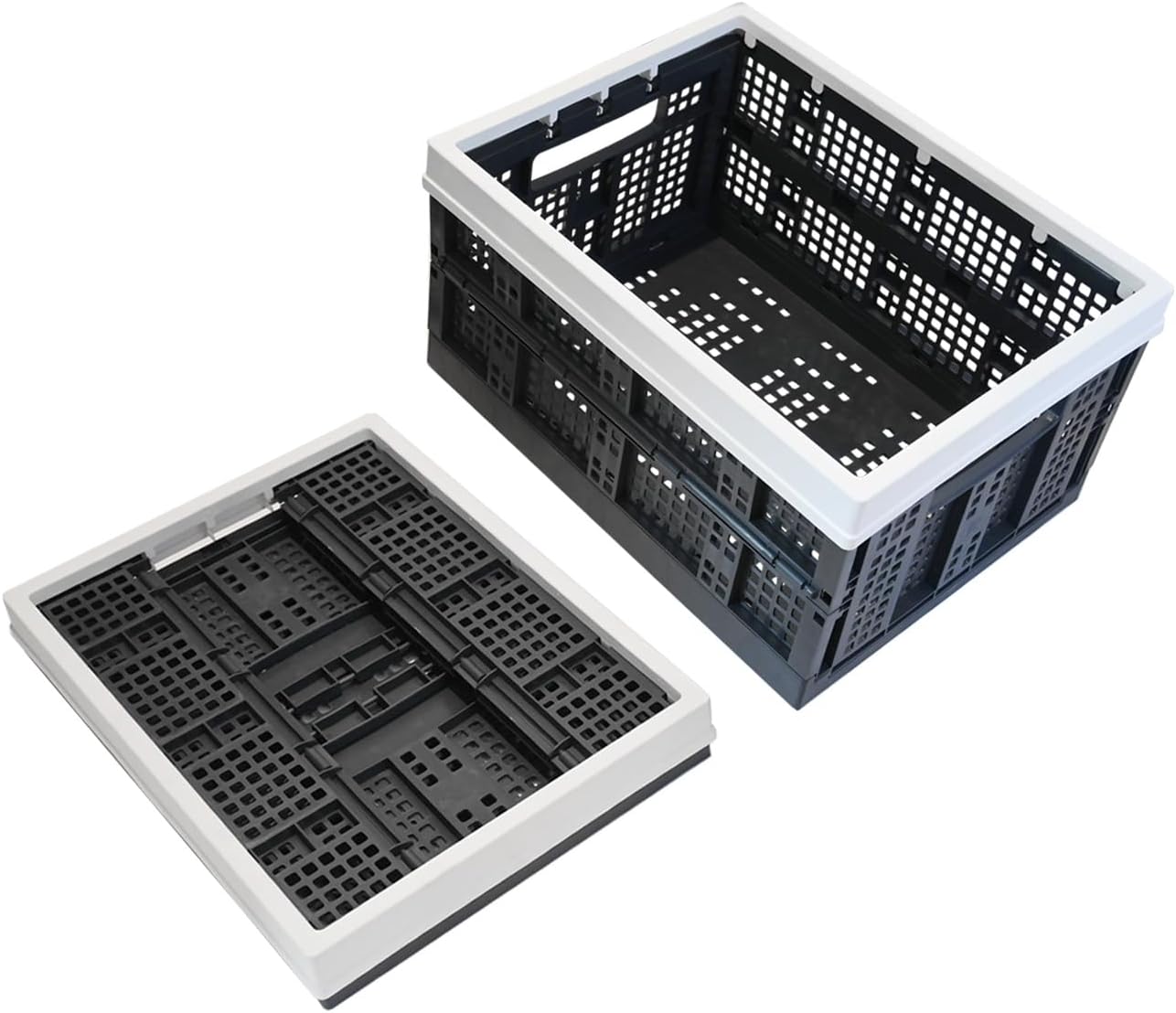 Aditya polymers - 1 pc (25Kg Capacity) Folding Stackable Basket| Collapsible Plastic Multipurpose Heavy Duty Durable Polypropylene Portable Foldable Crate for Stacking, Storing and Organizing