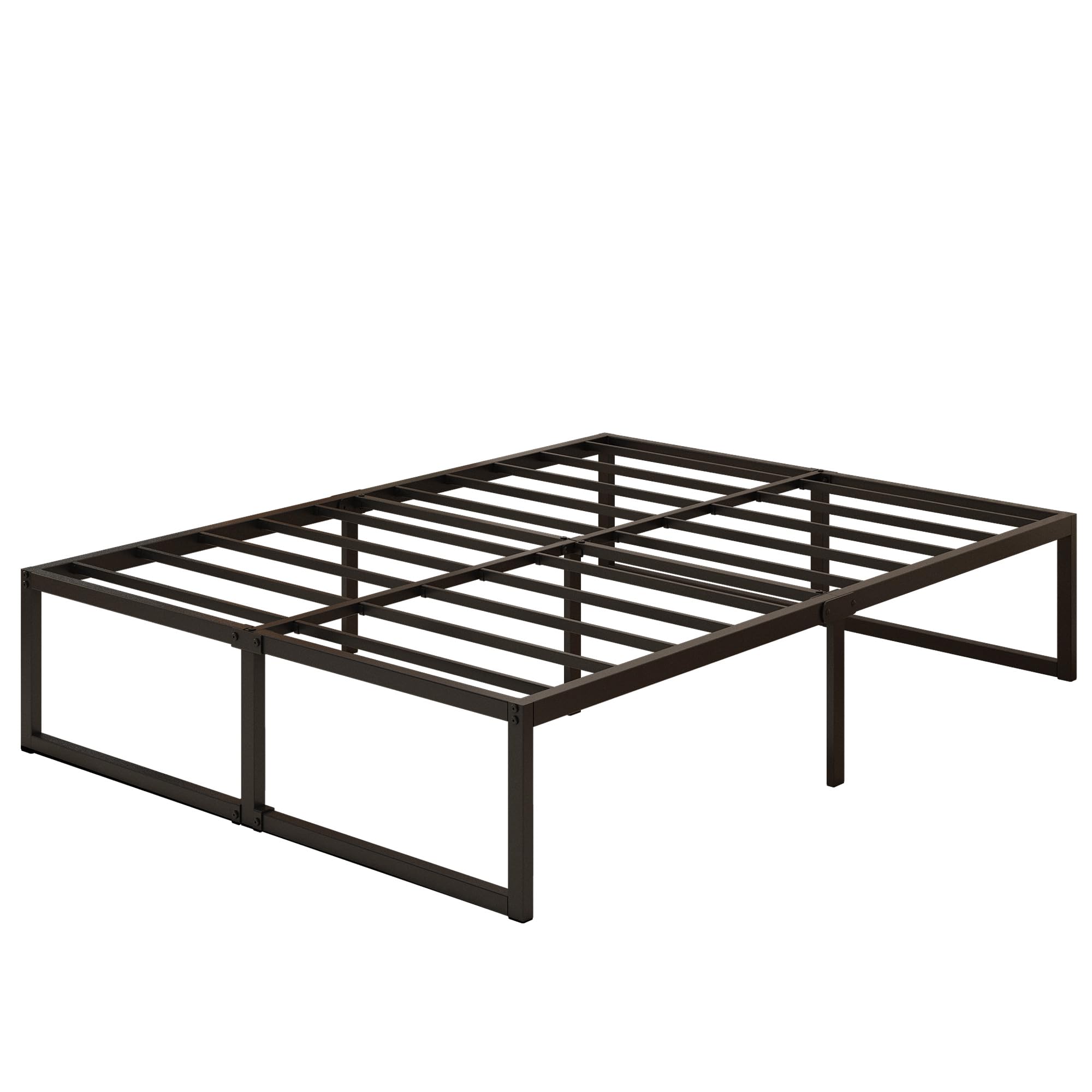 Yicensen Petit Cadre de Lit Double 120 x 190 cm, Lit Plateforme en Métal avec Support à Lattes en Acier, Montage Facile, sans Bruit, Pas Besoin de Sommier Tapissier, 41 cm de Haut, Noir