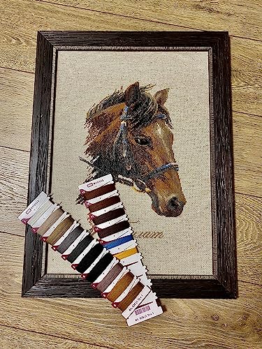 Image of RIOLIS - Bulat 826, Counted Cross Stitch Kit 9,45 inch x15,75, Brown Horse Embroidery Kit, Cross Stitch Patterns for Adults with Horse, Cross Stitch Kits for Adults Advanced & Beginners