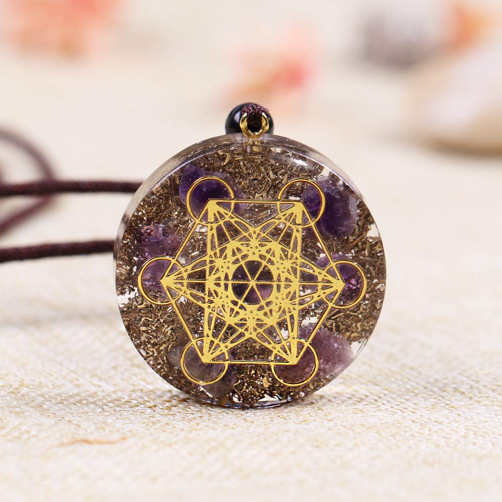 Merkaba Metatron Cube Om Orgonite Anhänger Halskette, kosmische Energie Chakra Heilsgeschenk für Frauen und Männer