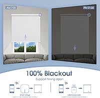 Vista 2 de Grandekor Persianas motorizadas con control remoto, persiana enrollable motorizada inteligente, persianas eléctricas inalámbricas 100% opacas