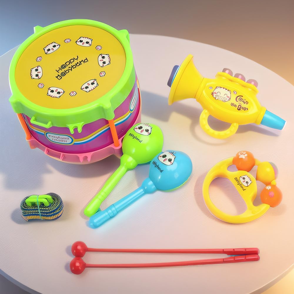8 Pcs Kids Musical Instruments, Baby Musical Instruments Set, Toddler Musical Instruments, Kids Sensory Instruments Toys, Educational Musical Toy for Baby Boys Girls Age 1-5